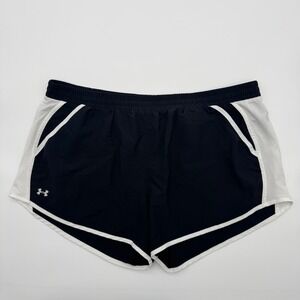 Under Armour Womens XXL HeatGear Running Shorts Black White